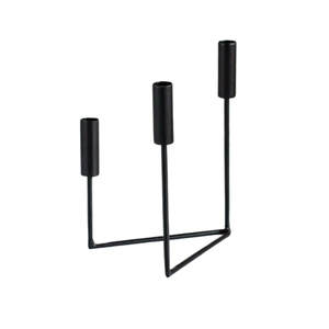 Support à bougies triple en fer fini noir avec revêtement en poudre, idéal pour l'éclairage de chambre, la décoration festive et la table à manger. - Product Image 1