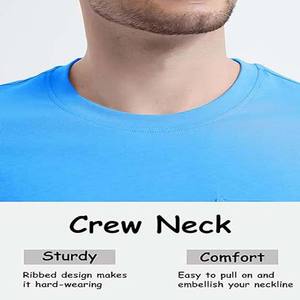 <b>Men's</b> <b>Pocket</b> Tee <b>Shirts</b> Crew Neck Short Sleeve <b>Shirt</b> Cotton Lightweight Soft Chest <b>Pocket</b> Blue Color Comfortable <b>Men</b> <b>T</b> <b>Shirt</b> - Product Image 5