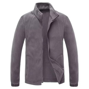 Custom Classic Polar Fleece Jacket Men Grey Black Blue Red Khaki <b>Stand</b> Collar Full Zip Up Elastic Cuff Warm Outdoor Coat - Product Image 1