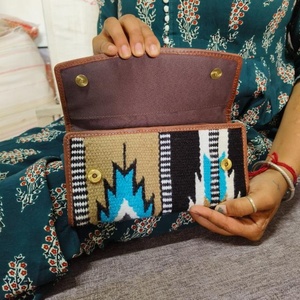 Cartera plegable de cuero genuino Vintage Unisex con diseño de letra de algodón cierre de cremallera corta gran capacidad antirrobo hecha a mano - Product Image 3