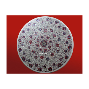 New Beautiful Furniture Marble Inlay <b>Table</b> Top Traditional Design <b>White</b> Coffee <b>Table</b> Top For Living Room Top Quality Item - Product Image 2