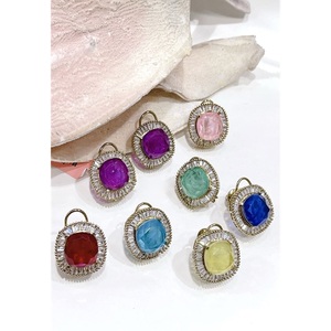 Stylish Gold Plated <b>Stud</b> <b>Earrings</b> with Zircon Round Bezel Setting Vintage Style Brass Jewelry for Women Party - Product Image 1
