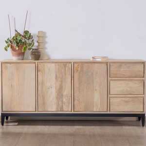 Vandana Autumn Vision 180cm solid mango wood <b>sideboard</b> with 3 doors and drawers - Product Image 4