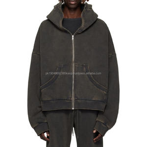 heavy <b>zipper</b> hoodies custom 100% organic cotton vintage acid wash zip up hoodie men streetwear retro wash cotton hoodies - Product Image 1