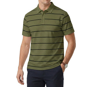 Polo à manches courtes pour homme, coupe ajustée sur mesure, rayures horizontales, prix de gros, broderie personnalisée, polos en piqué coupe slim - Product Image 3