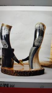Handmade Viking Drinking Horn Best Quality Polished Buffalo Horn with Agate and Stand Decorative Item - Product Image 3
