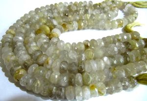 Perles de quartz rutilé doré naturel facettées en rondelle de 10 mm, vendues par brin de 10 pouces de long - Product Image 3