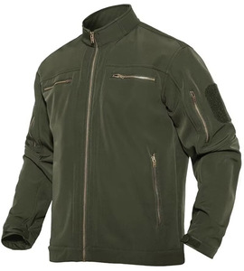 Veste softshell pour homme à col montant, multi-poches, résistante à l'eau et au vent, veste de terrain, bleu marine, olive, noir, kaki, logo personnalisé OEM - Product Image 1