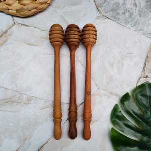 Sustainable Wooden Honey Dipper Stick Natural Honey Stirring <b>Spoon</b> Wood Honey Drizzler for Tea Coffee and Desserts - Product Image 6