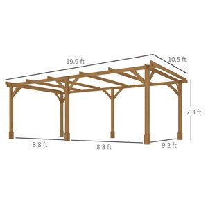 20 'X 10' marrone scuro Pergola in legno padiglione all'aperto con struttura stabile per il traliccio d'uva & supporto per piante rampicanti - Product Image 3