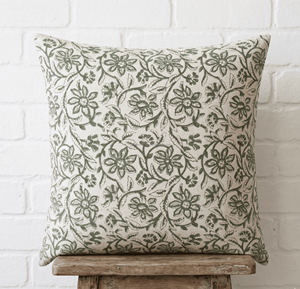 Housse de coussin carrée en coton imprimée à la main, motif floral vintage, style bohème indien, pour canapé, vente en gros - Product Image 2