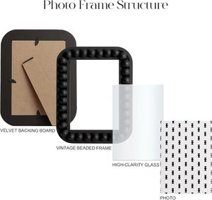 กรอบรูปพร้อมลูกปัดไม้ 3 มิติ ขนาดนิ้ว สำหรับภาพถ่ายครอบครัว สีดำด้าน สไตล์วินเทจ ตกแต่งบ้านทันสมัย - Product Image 3