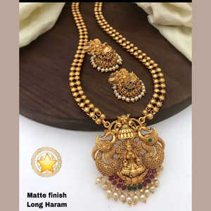 Matte Finish Pink & Green Pota Stone Traditional Long Necklace Set SFNECK139 <b>Fashionable</b> <b>Jewelry</b> Accessory - Product Image 1