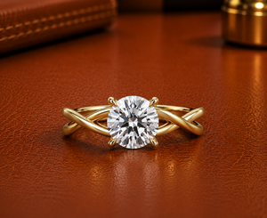 Anillo clásico redondo brillante con diamante solitario cultivado en laboratorio, banda retorcida para mujer, joyería fina, anillos de compromiso, anillos de boda - Product Image 1