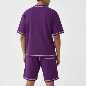 Conjunto de Camiseta y Pantalones Cortos Casuales de Verano para Hombre, Estampados, Transpirables, de Poliéster y Algodón, de 2 Piezas, de Manga Corta, Estilo Fin de Semana - Product Image 5