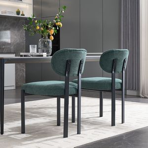 Set di 2 Sedie da Pranzo Moderne Stile Mid-Century, Rivestite in Bouclé con Gambe in Metallo Nero per Cucina e Sala da Pranzo - Product Image 4