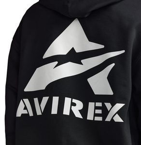 เสื้อฮู้ดผู้ชาย Avirex สีดำ ทรงปกติ ผ้าฟลีซคอตตอน พิมพ์ลายโลโก้ด้านหลัง สวมใส่สบายๆ สำหรับฤดูใบไม้ร่วง - Product Image 5