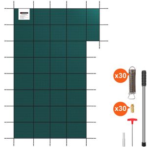 Telo di Copertura di Sicurezza per Piscina Interrata in PVC ad Alta Resistenza, Adatto per Piscine Rettangolari Invernali da 20 x 40 Piedi, con Gradino Destro e Tripla Cucitura - Product Image 1