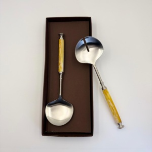 ชุดช้อนเสิร์ฟโลหะสแตนเลสพร้อมด้ามจับเรซิ่น ชุดอุปกรณ์เสิร์ฟสลัดโลหะคุณภาพพรีเมียม ขายดี - Product Image 4