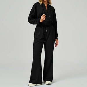 Ensemble 2 pièces pour filles : sweat à capuche zippé et pantalon de jogging en coton respirant, confortable et compressif pour la course et le fitness - Product Image 4