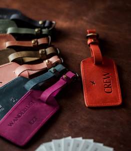 Genuine Leather Luggage <b>Tags</b> Custom Logo Travel ID Labels Privacy Flap <b>Suitcase</b> <b>Tags</b> Bulk Corporate Gifts LMP-0162 - Product Image 3