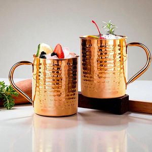 Elegant Copper Mule <b>Mug</b> <b>Set</b> with Handmade Hammered Surface and Reusable Straws for Home Kitchen and Bar Accessories - Product Image 5