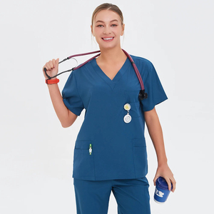 Ensemble de blouses médicales personnalisées à col en V - Uniformes d'infirmières professionnels pour hôpitaux - Combinaison de travail respirante et durable pour femmes - Product Image 3