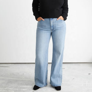 Jean décontracté Y2K streetwear taille haute ample et respirant en crêpe pour femme, grande taille, de haute qualité - Product Image 1