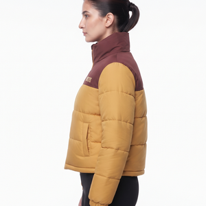 Veste d'hiver matelassée tendance pour femme, color block, entièrement zippée, chaude, garnie de polyester, longueur standard, vente en gros - Product Image 4