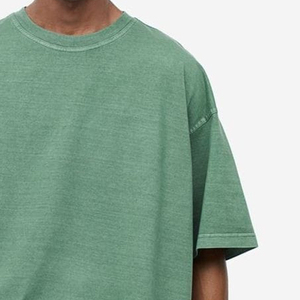 T-shirt Homme Vert Grande Taille 100% Coton Manches Courtes Col Rond Coupe Décontractée Jersey Couleur Unie Teint Uni Tricoté OEM - Product Image 4