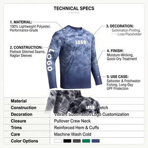 Camiseta de Pesca de Manga Larga con Protección Solar UPF 50+ y Logotipo Personalizado para Hombre, de Secado Rápido, Sublimada, 140g, Ropa Deportiva para Exteriores, OEM - Product Image 5