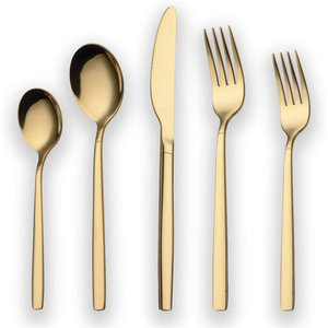 Royal <b>Vintage</b> <b>Gold</b> Stainless Steel Cutlery Set Embossed Shiny Flatware Spoon Fork Knife Set Cutlery Set - Product Image 4