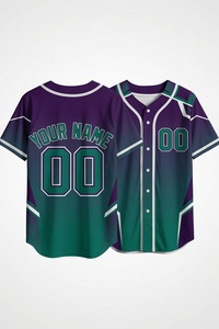 Maillot de baseball personnalisé à manches courtes, uni, avec dégradé vert, nom et numéro personnalisés, uniforme d'équipe entièrement boutonné - Product Image 3