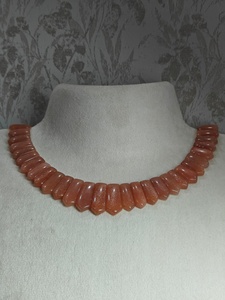 Collar de Piedras Preciosas de Piedra Lunar Naranja Durazno con Cuentas de Corte Rectangular y Aventurinado Brillante para Joyería de Moda - Product Image 5