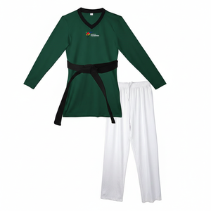 Venta Directa de Fábrica, Uniforme de Taekwondo Personalizable con Logotipo Frontal, 100% Algodón, 240g, Transpirable, Ecológico, Dobok Ajustado para Artes Marciales - Product Image 1
