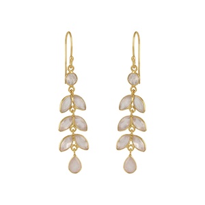 Pendientes colgantes de piedras preciosas de cuarzo rosa natural chapados en oro de 18 quilates de la mejor calidad, fabricante de joyería fina Demi - Product Image 1