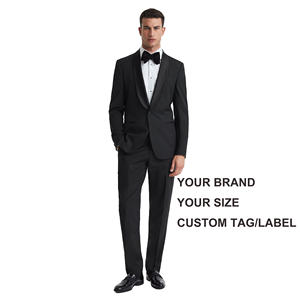 Trajes de Negocios de Lana Peinada Azul Marino para Hombre, Antiencogimiento, Cierre de Botón de Una Hilera, Lavable a Máquina, Cuello en V para Padrinos de Boda - Product Image 6