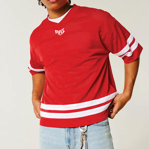 Jersey de Fútbol Americano Personalizado al por Mayor con Rayas Rojas, Uniforme de Práctica Transpirable de Malla, Proveedor OEM de Marca Privada - Product Image 1