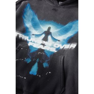 Sudadera con capucha retro de poliéster/algodón, con lavado ácido y efecto desgastado por el sol, teñida en prenda y bordado grueso, fabricada a medida por proveedor de servicios de corte y confección - Product Image 5