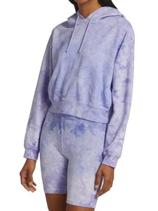 Custom Women Cropped Hoodie Purple <b>Cloud</b> Watercolor Tie Dye Cotton French Terry Pullover Sweatshirt Crop Pastel OEM Wholesale - Product Image 3