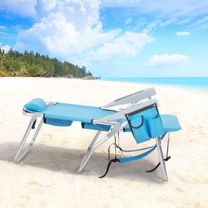 Sedia da Spiaggia Alta 63*70*99cm Blu con Capacità di Carico di 100kg, Tubo in Alluminio Bianco Argento, Tessuto Oxford - Resistente ed Elegante! - Product Image 4