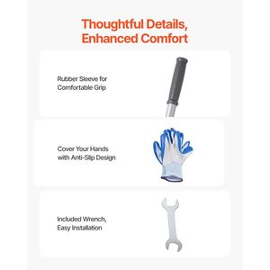 Niveleur de sol en acier au carbone résistant à la rouille avec poignée 78 et plaque de sol 17x10, 5 réglages de hauteur - Product Image 6