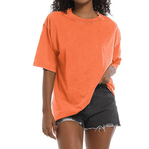 Camiseta Ringer para Mujer, Diseño con Cuello Redondo, Manga Corta, Corte Ajustado, Estilo Vintage Desgastado con Lavado Ácido, con Empaque Personalizable - Product Image 1