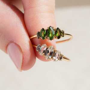 Bague de Fiançailles de Luxe en Tourmaline Verte Coupe Marquise, Pierre Verte Délicate, Pierre de Naissance de Juin, Plaqué Or 14K, Bague de Promesse, Cadeau d'Anniversaire - Product Image 2