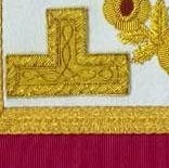 Tablier de Maître Maçon Personnalisé Brodé avec Bordure Bleue et Rouge et Franges Dorées – Régalia Franc-Maçon - Product Image 3