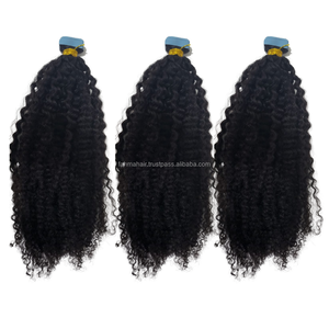 Extensiones de Cabello Humano Remy con Adhesivo, Color Natural Rizado, 100% Cabello Humano Original de Indonesia - Product Image 4