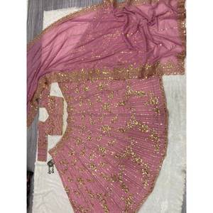 Hermoso hilo bordado Lehenga Choli elegante vestido de fiesta - Product Image 5