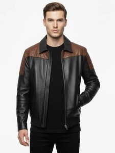 <b>Mens</b> Quilted Black <b>Leather</b> <b>Jacket</b> - Product Image 1