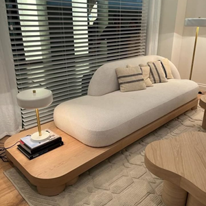 Sofá Moderno Minimalista de Teca con Plataforma de Madera, Muebles Contemporáneos para Sala de Estar - Product Image 1