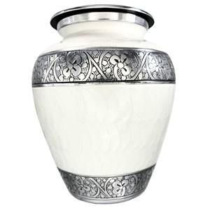 โกศบรรจุอัฐิแบบอเมริกัน สีขาวเมทัลลิก สำหรับบรรจุอัฐิมนุษย์ ขนาดเต็ม 10 นิ้ว สำหรับงานศพ งานฌาปนกิจ และตกแต่งบ้าน - Product Image 1